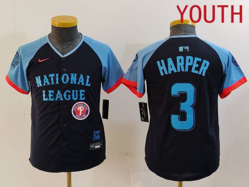 Youth Philadelphia Phillies #3 Harper Blue All star 2024 Nike MLB Jersey style 2->philadelphia phillies->MLB Jersey